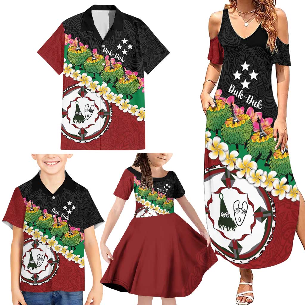 Frangipani Festival Rabaul East New Britain Family Matching Summer Maxi Dress and Hawaiian Shirt Dukduk Dance With Plumeria LT14 - Polynesian Pride