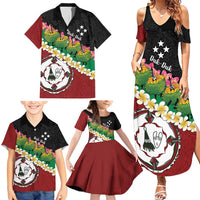 Frangipani Festival Rabaul East New Britain Family Matching Summer Maxi Dress and Hawaiian Shirt Dukduk Dance With Plumeria LT14 - Polynesian Pride