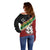 Frangipani Festival Rabaul East New Britain Off Shoulder Sweater Dukduk Dance With Plumeria - Polynesian Pride