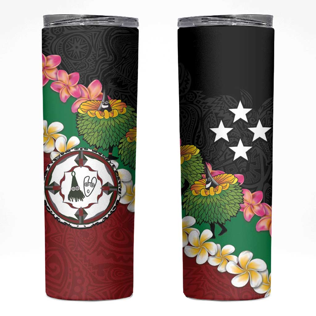 Frangipani Festival Rabaul East New Britain Skinny Tumbler Dukduk Dance With Plumeria LT14 Red - Polynesian Pride