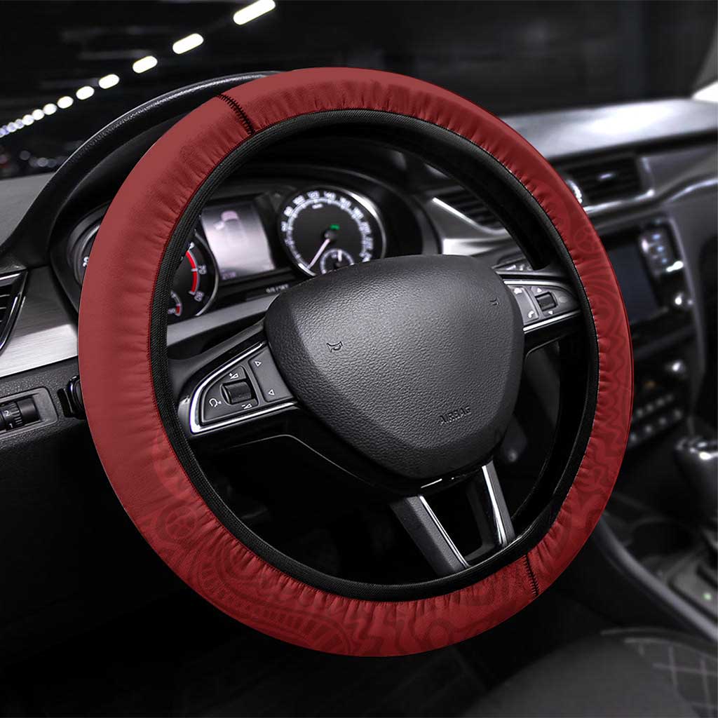 Frangipani Festival Rabaul East New Britain Steering Wheel Cover Dukduk Dance With Plumeria - Polynesian Pride