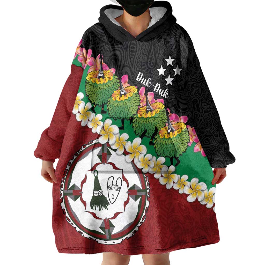 Frangipani Festival Rabaul East New Britain Wearable Blanket Hoodie Dukduk Dance With Plumeria LT14 - Polynesian Pride