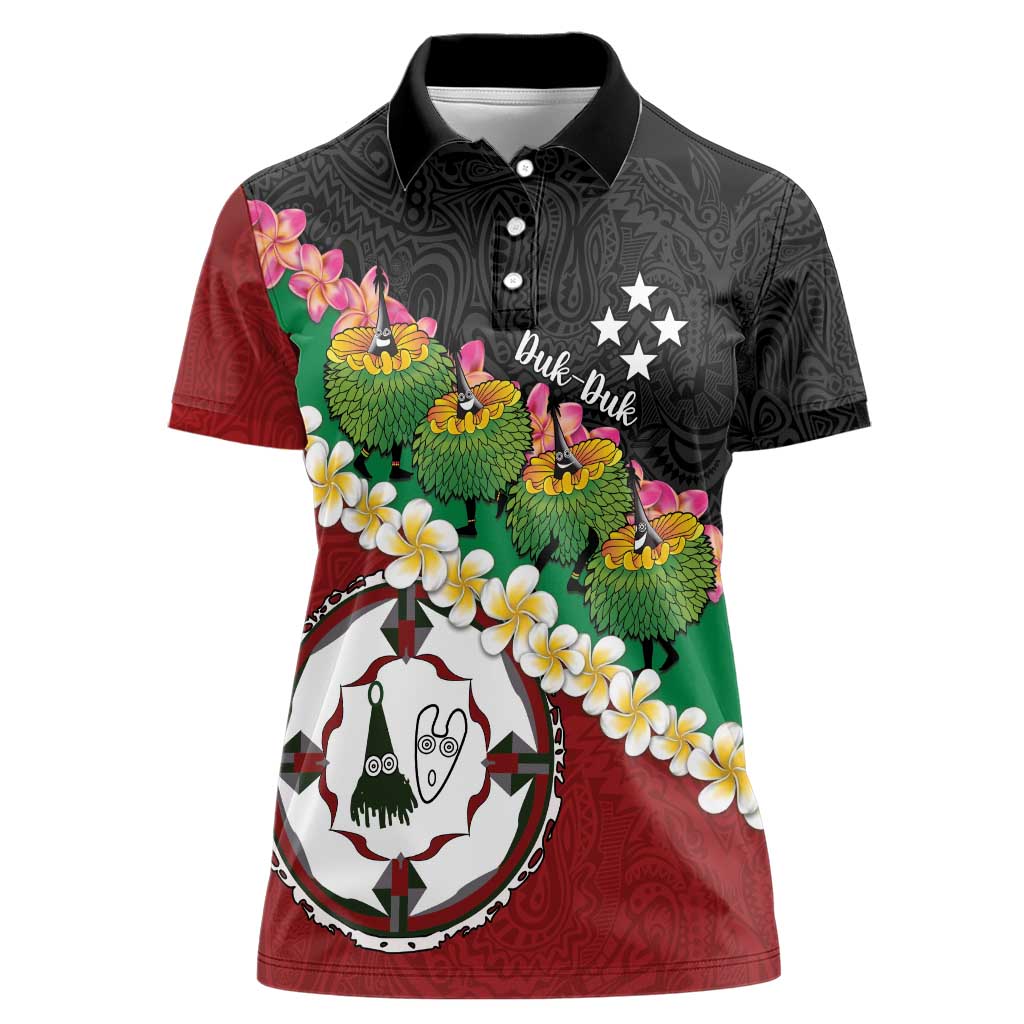 Frangipani Festival Rabaul East New Britain Women Polo Shirt Dukduk Dance With Plumeria LT14 Female Red - Polynesian Pride