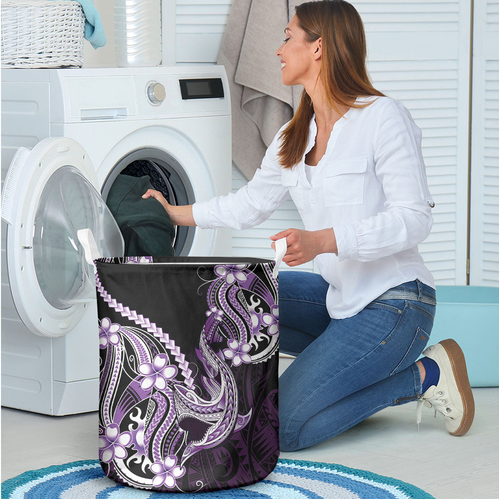 Purple Black Aloha Hawaii Laundry Basket Polynesian Shark Tattoo Plumeria