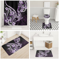 Purple Black Aloha Hawaii Bathroom Set Polynesian Shark Tattoo Plumeria