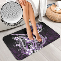 Purple Black Aloha Hawaii Bathroom Set Polynesian Shark Tattoo Plumeria