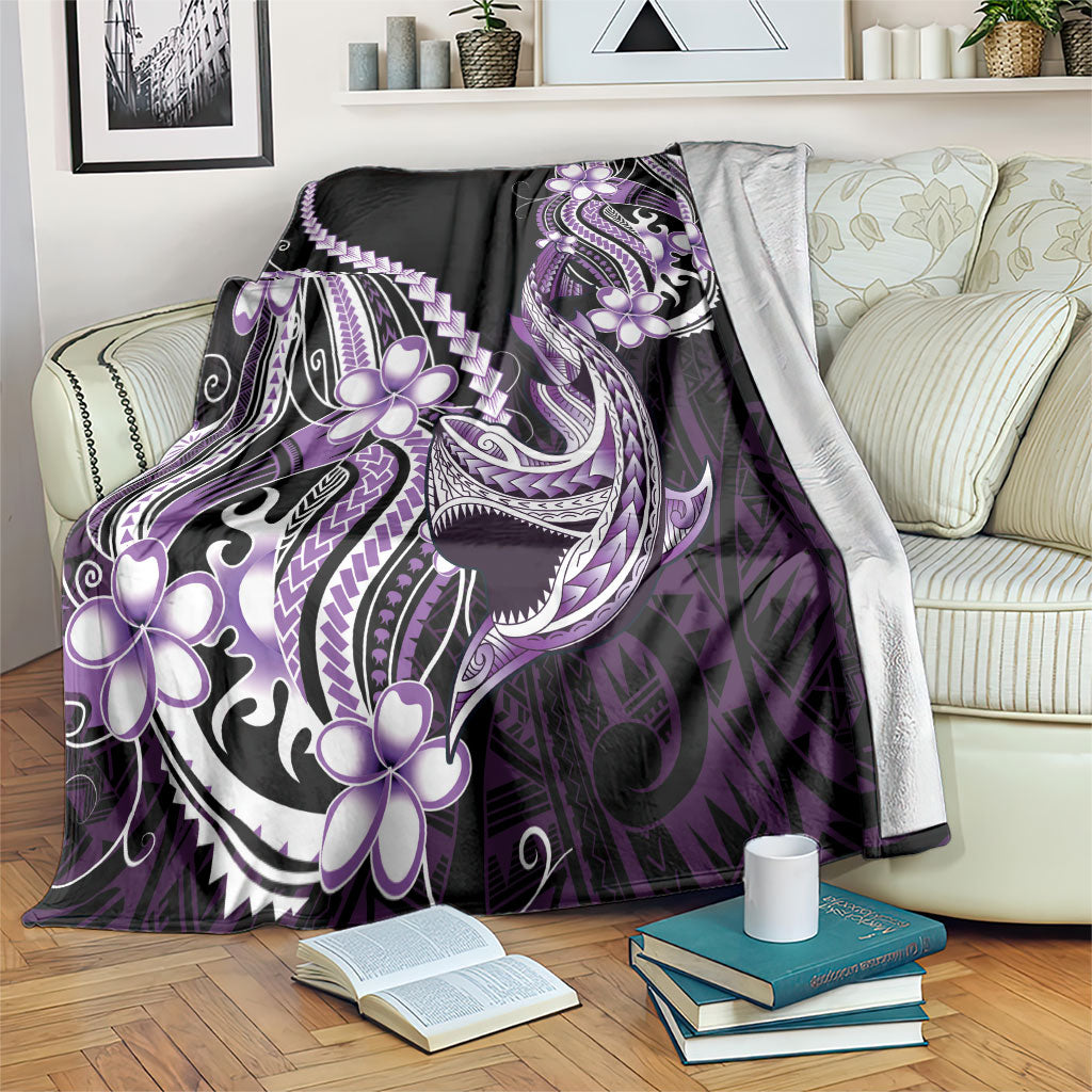 Purple Black Aloha Hawaii Blanket Polynesian Shark Tattoo Plumeria