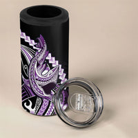Purple Black Aloha Hawaii 4 in 1 Can Cooler Tumbler Polynesian Shark Tattoo Plumeria