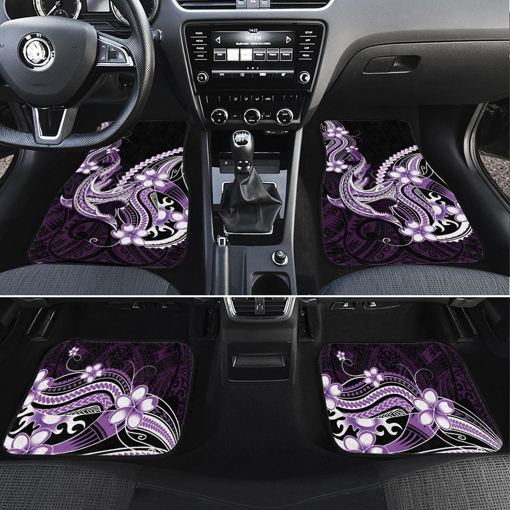 Purple Black Aloha Hawaii Car Mats Polynesian Shark Tattoo Plumeria