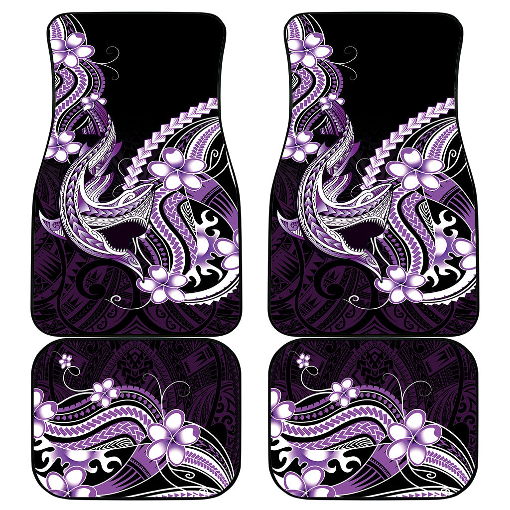 Purple Black Aloha Hawaii Car Mats Polynesian Shark Tattoo Plumeria