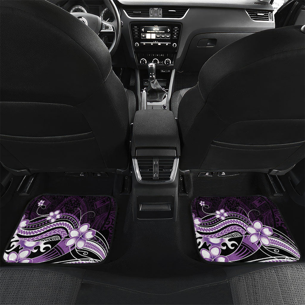 Purple Black Aloha Hawaii Car Mats Polynesian Shark Tattoo Plumeria