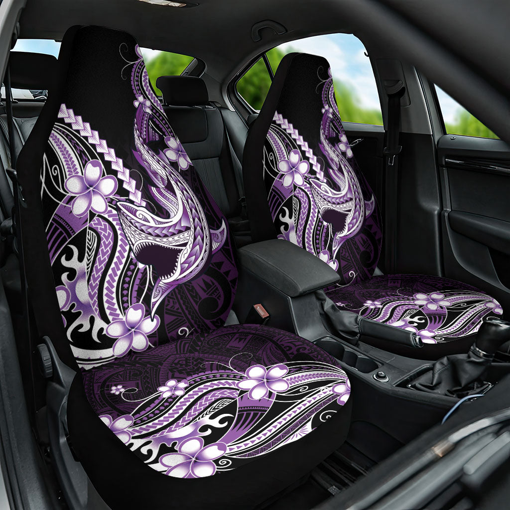 Purple Black Aloha Hawaii Car Seat Cover Polynesian Shark Tattoo Plumeria