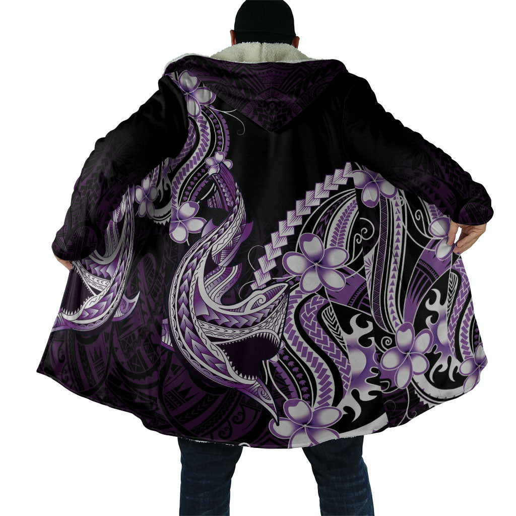 Purple Black Aloha Hawaii Cloak Polynesian Shark Tattoo Plumeria