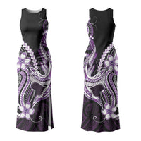 Purple Black Aloha Hawaii Couples Matching Tank Maxi Dress and Long Sleeve Button Shirt Polynesian Shark Tattoo Plumeria LT14 - Polynesian Pride