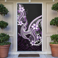 Purple Black Aloha Hawaii Door Cover Polynesian Shark Tattoo Plumeria