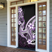 Purple Black Aloha Hawaii Door Cover Polynesian Shark Tattoo Plumeria