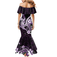 Purple Black Aloha Hawaii Family Matching Mermaid Dress and Hawaiian Shirt Polynesian Shark Tattoo Plumeria LT14 - Polynesian Pride
