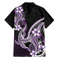Purple Black Aloha Hawaii Family Matching Off Shoulder Maxi Dress and Hawaiian Shirt Polynesian Shark Tattoo Plumeria LT14 - Polynesian Pride