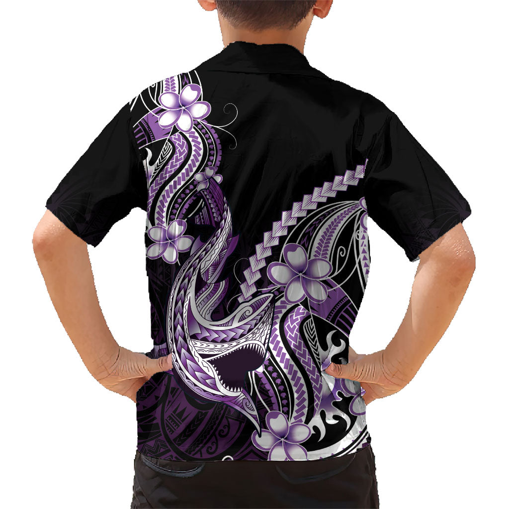 Purple Black Aloha Hawaii Family Matching Summer Maxi Dress and Hawaiian Shirt Polynesian Shark Tattoo Plumeria LT14 - Polynesian Pride