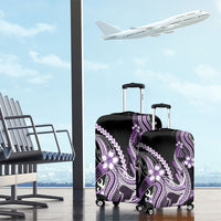Purple Black Aloha Hawaii Luggage Cover Polynesian Shark Tattoo Plumeria