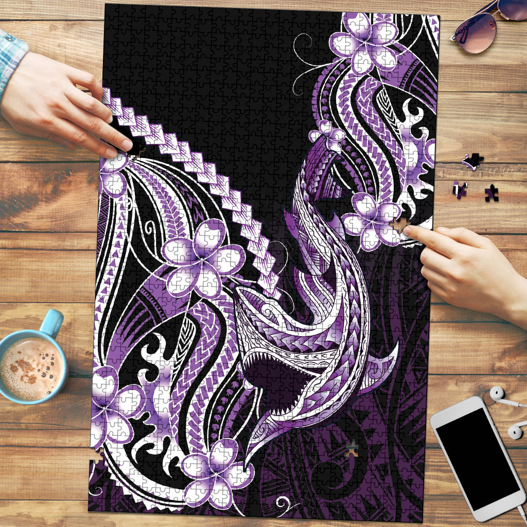 Purple Black Aloha Hawaii Puzzle Polynesian Shark Tattoo Plumeria