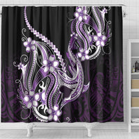 Purple Black Aloha Hawaii Shower Curtain Polynesian Shark Tattoo Plumeria