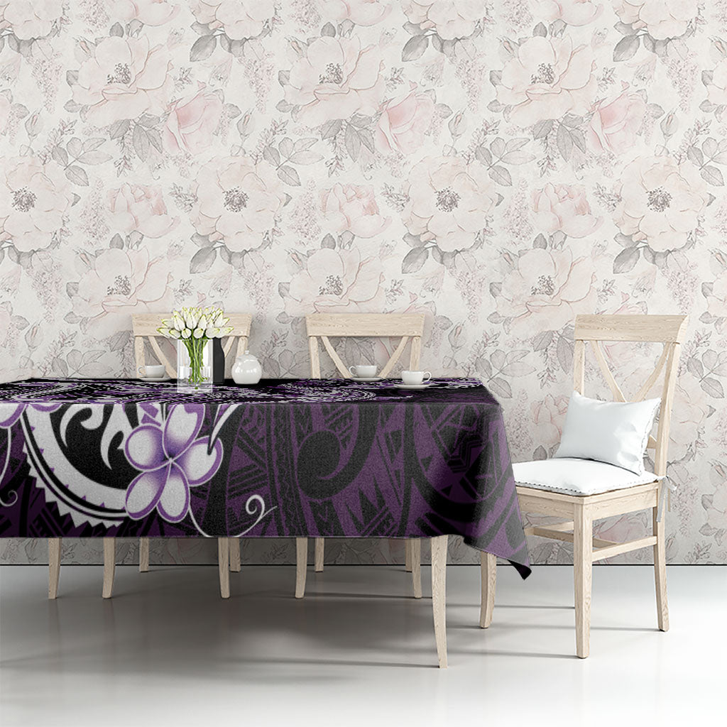 Purple Black Aloha Hawaii Tablecloth Polynesian Shark Tattoo Plumeria
