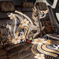 Orange Black Aloha Hawaii Back Car Seat Cover Polynesian Shark Tattoo Plumeria