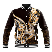 Orange Black Aloha Hawaii Baseball Jacket Polynesian Shark Tattoo Plumeria