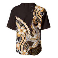 Orange Black Aloha Hawaii Baseball Jersey Polynesian Shark Tattoo Plumeria