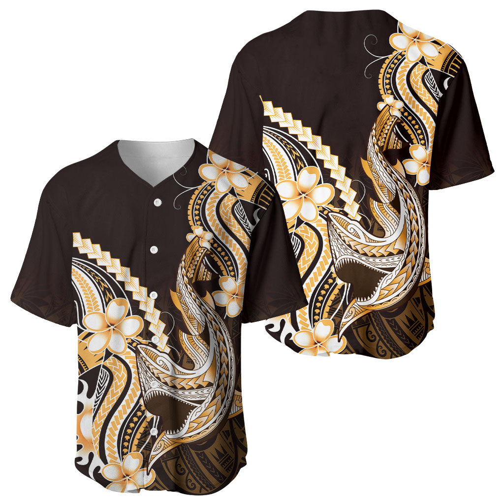 Orange Black Aloha Hawaii Baseball Jersey Polynesian Shark Tattoo Plumeria