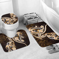Orange Black Aloha Hawaii Bathroom Set Polynesian Shark Tattoo Plumeria
