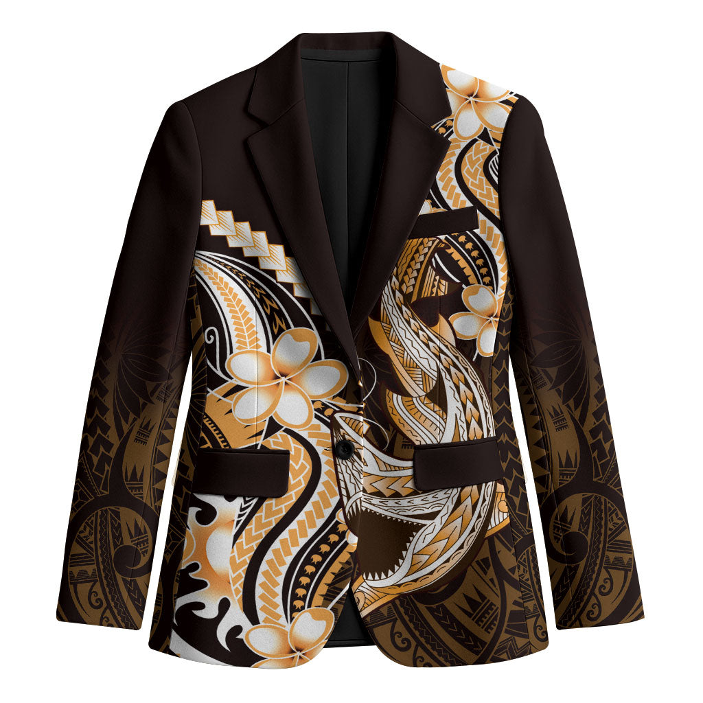 Orange Black Aloha Hawaii Blazer Polynesian Shark Tattoo Plumeria