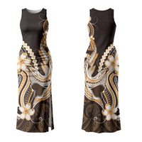 Orange Black Aloha Hawaii Couples Matching Tank Maxi Dress and Hawaiian Shirt Polynesian Shark Tattoo Plumeria LT14 - Polynesian Pride