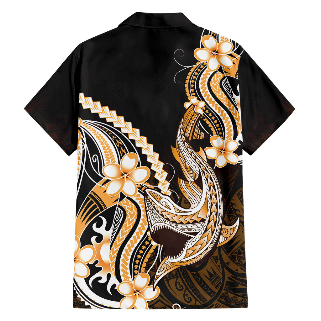 Orange Black Aloha Hawaii Family Matching Summer Maxi Dress and Hawaiian Shirt Polynesian Shark Tattoo Plumeria LT14 - Polynesian Pride
