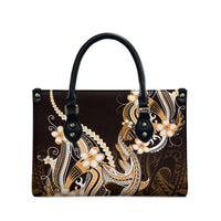 Orange Black Aloha Hawaii Leather Bag Polynesian Shark Tattoo Plumeria