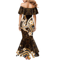 Orange Black Aloha Hawaii Mermaid Dress Polynesian Shark Tattoo Plumeria
