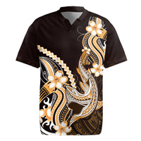 Orange Black Aloha Hawaii Rugby Jersey Polynesian Shark Tattoo Plumeria