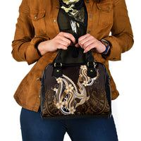 Orange Black Aloha Hawaii Shoulder Handbag Polynesian Shark Tattoo Plumeria