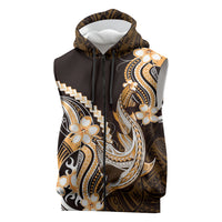 Orange Black Aloha Hawaii Sleeveless Zip Hoodie Polynesian Shark Tattoo Plumeria LT14 Orange - Polynesian Pride