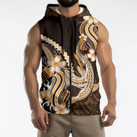 Orange Black Aloha Hawaii Sleeveless Zip Hoodie Polynesian Shark Tattoo Plumeria LT14 - Polynesian Pride