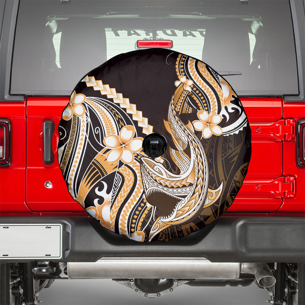Orange Black Aloha Hawaii Spare Tire Cover Polynesian Shark Tattoo Plumeria