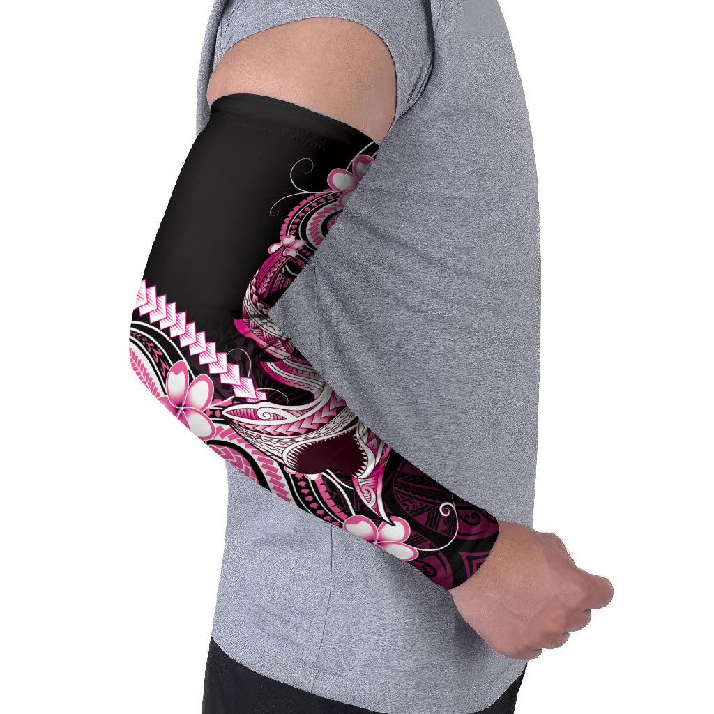 Pink Black Aloha Hawaii Arm Sleeves Polynesian Shark Tattoo Plumeria