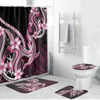 Pink Black Aloha Hawaii Bathroom Set Polynesian Shark Tattoo Plumeria
