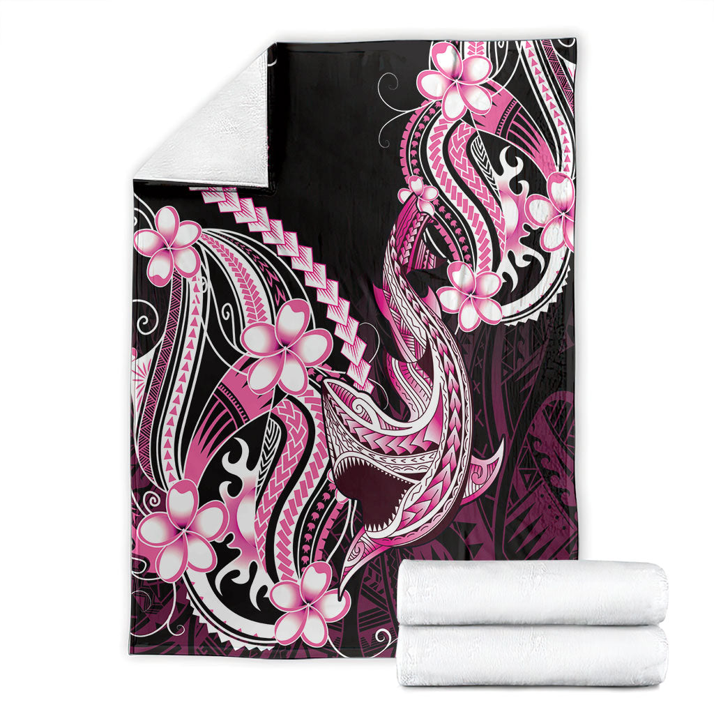 Pink Black Aloha Hawaii Blanket Polynesian Shark Tattoo Plumeria