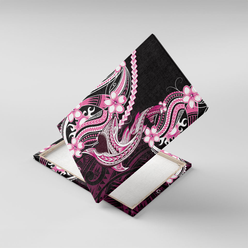 Pink Black Aloha Hawaii Canvas Wall Art Polynesian Shark Tattoo Plumeria