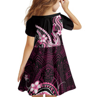 Pink Black Aloha Hawaii Family Matching Off Shoulder Maxi Dress and Hawaiian Shirt Polynesian Shark Tattoo Plumeria LT14 - Polynesian Pride