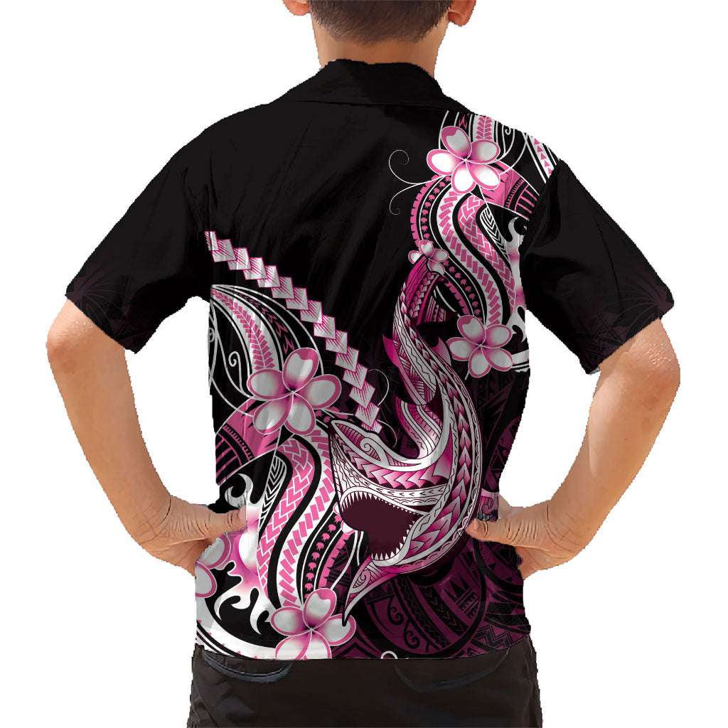 Pink Black Aloha Hawaii Family Matching Summer Maxi Dress and Hawaiian Shirt Polynesian Shark Tattoo Plumeria LT14 - Polynesian Pride