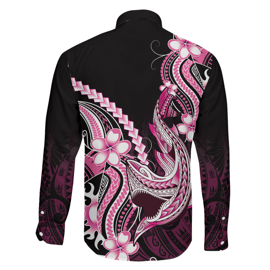 Pink Black Aloha Hawaii Family Matching Summer Maxi Dress and Hawaiian Shirt Polynesian Shark Tattoo Plumeria LT14 - Polynesian Pride