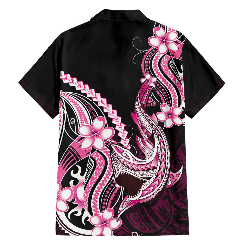 Pink Black Aloha Hawaii Family Matching Tank Maxi Dress and Hawaiian Shirt Polynesian Shark Tattoo Plumeria LT14 - Polynesian Pride